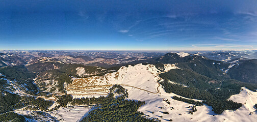 Image showing Winter panorama road in mountains