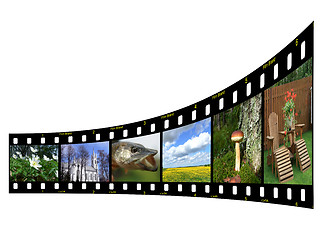 Image showing Filmstrip with colorful photos and copyspace