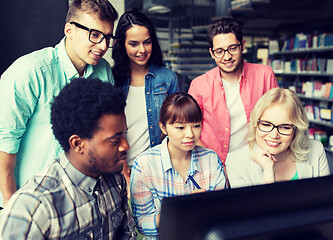 Image showing international students with computers at library