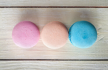 Image showing Three macaroons in a row