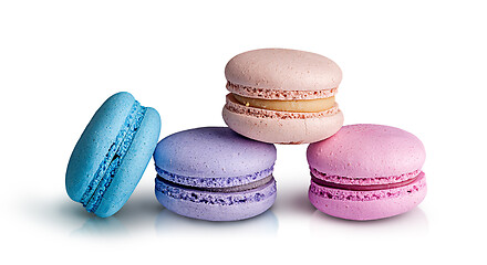 Image showing Three macaroon pyramid and one near