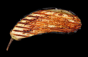 Image showing Grilled eggplant in black background