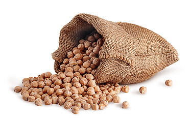 Image showing Chickpea spill out of the sack