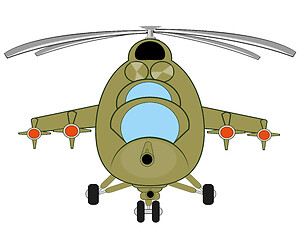 Image showing Vector illustration of the military helicopter with weapon type frontal