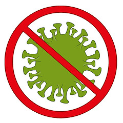 Image showing Red round sign prohibiting infection bacteria coronavirus