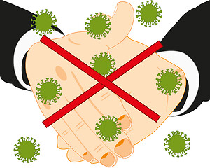 Image showing Greeting handshake and danger of the contamination coronavirus