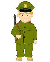 Image showing Vector illustration of the soldier with automaton