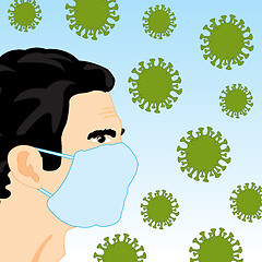 Image showing Person men in defensive mask and coronavirus