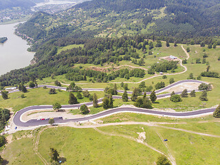 Image showing Aerial view of curvy road on mountain