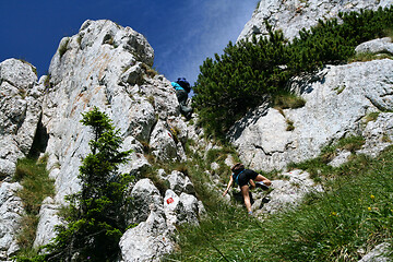 Image showing Teens climbing in Carpathians