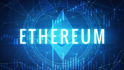 Image showing Ethereum symbol on futuristic hud banner.