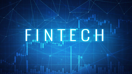 Image showing Fintech financial technology on futuristic hud banner.