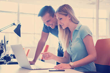 Image showing Group of young people employee workers with computer