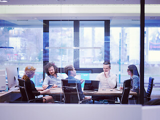 Image showing Startup Business Team At A Meeting at modern office building