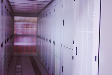 Image showing modern server room with white servers