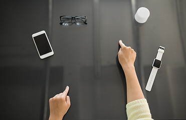 Image showing close up of hands using black interactive panel