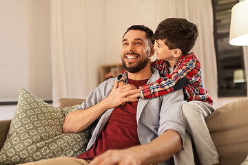 Image showing portrait of happy father and little son at home