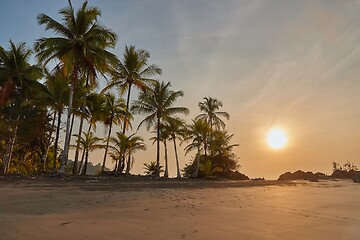 Image showing Sandy ocean beach sunset landscape