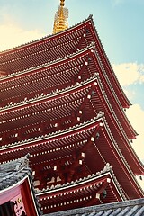 Image showing Pagoda tower roof of a buddist temple in Japan