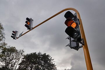 Image showing Traffic light green, evening light