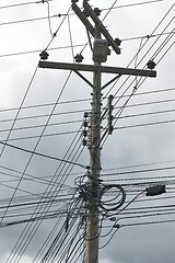 Image showing Electric line post