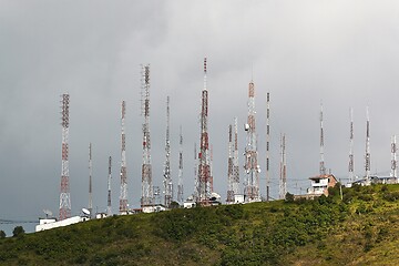 Image showing Transmitter towers on a hill