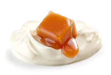 Image showing greek yogurt and caramel