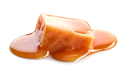 Image showing melted caramel on white background