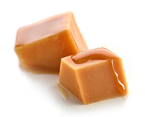 Image showing caramel pieces on white background