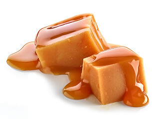 Image showing caramel pieces on white background