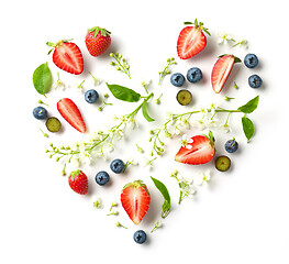 Image showing heart shaped composition of flowers and berries