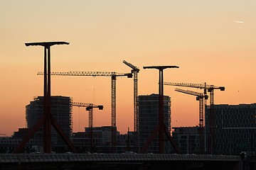 Image showing Tall Construction Cranes