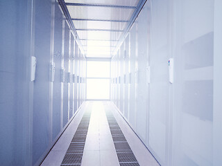 Image showing modern server room with white servers