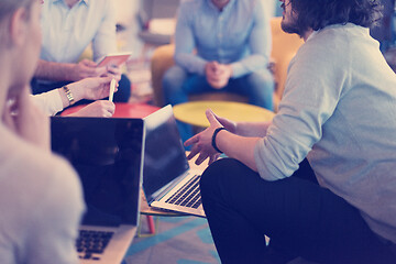 Image showing Startup Business Team At A Meeting at modern office building