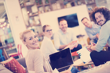 Image showing Startup Business Team At A Meeting at modern office building