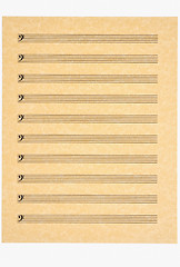 Image showing Bass Clef Staves on blank music sheet