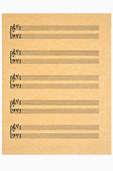 Image showing Key of A,  Blank Music Sheet on Parchment Paper