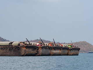 Image showing Empty barges in Thailand