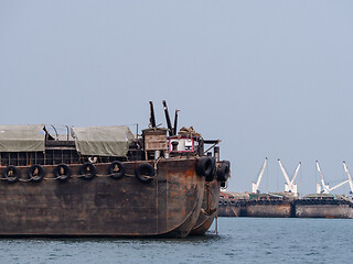 Image showing Empty barges in Thailand