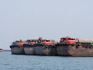 Image showing Empty barges in Thailand