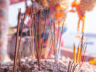 Image showing Joss sticks at Chinese Buddhist temple in Thailand