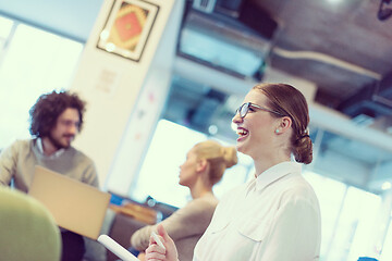 Image showing Startup Business Team At A Meeting at modern office building