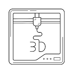 Image showing Three D printer app line icon.