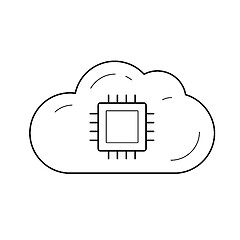 Image showing Cloud data storage line icon.