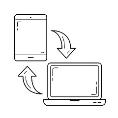 Image showing Mobile data synchronization line icon.