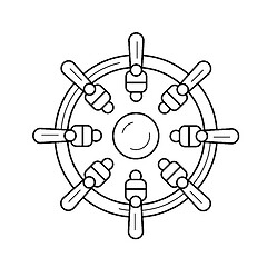 Image showing Nautical wheel line icon.