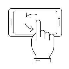 Image showing Finger touching smartphone line icon.