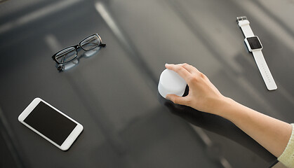 Image showing close up of hand using black interactive panel