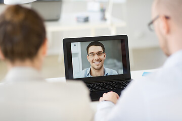 Image showing business team having video conference at office