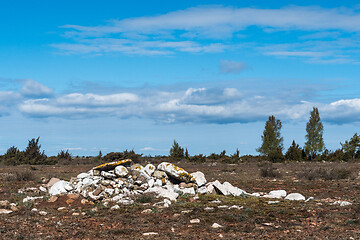 Image showing Ancient monument in a great barren landscape